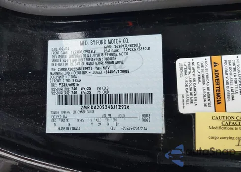 2004 Mercury Monterey z USA, uszkodzony, nr VIN 2MRDA20224BJ12926